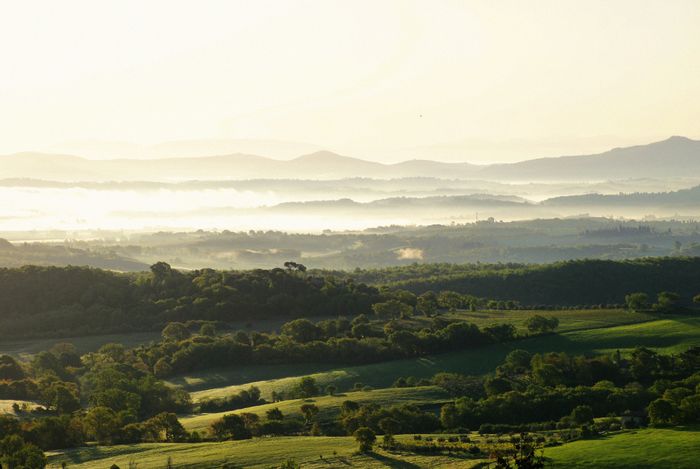 Veduta aerea di Chianciano Terme immersa nelle colline toscane